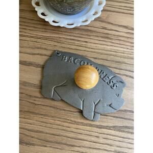 Vintage Cast Iron Bacon Press Metal Pig Shape Bacon Press with Wood Handle